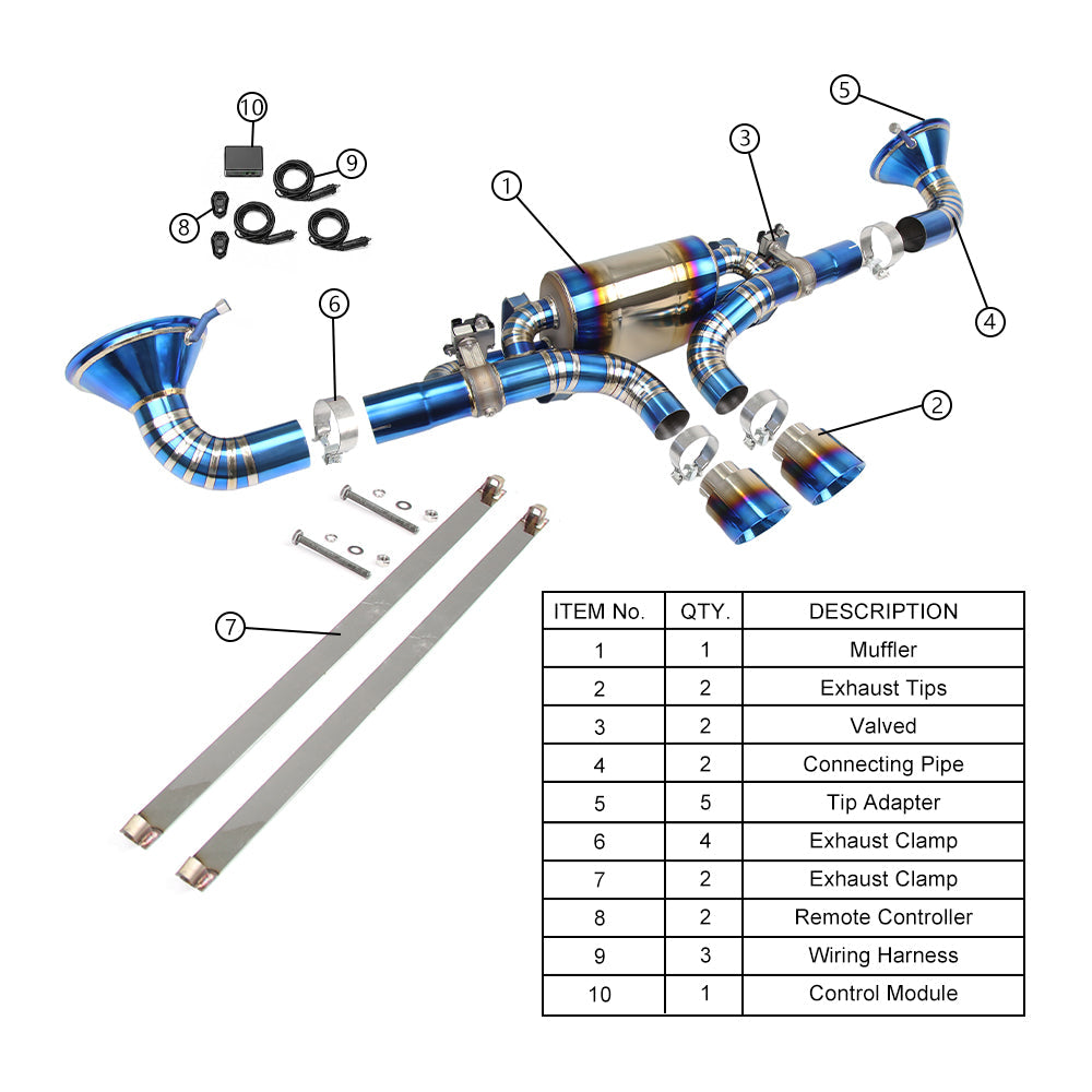 Titanium Valved Cat-Back Exhaust System for 2021+ Porsche 911 992 GT3 4.0L
